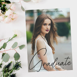 Chic Graduation Photo Handwritten Script Overlay Ankündigung