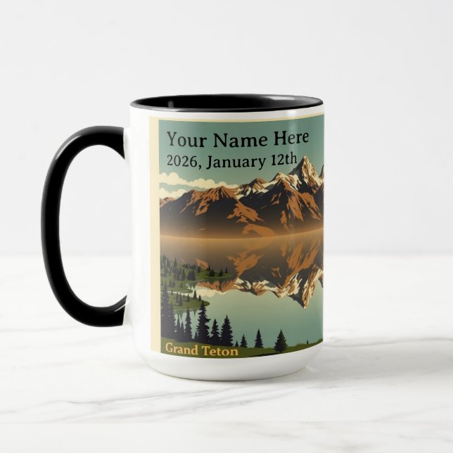 Chic Grand Teton Wildlife & Peak Custom Tasse (Links)