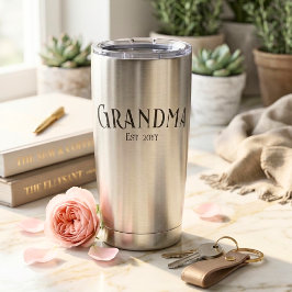 Chic Grandma Established Personalize Name Year Thermobecher
