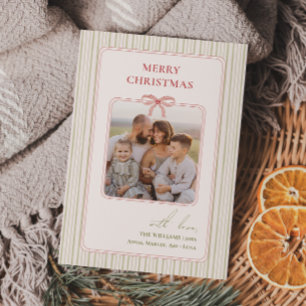 Chic Grandmillennial Coquette Weihnachts-Foto Feiertagskarte