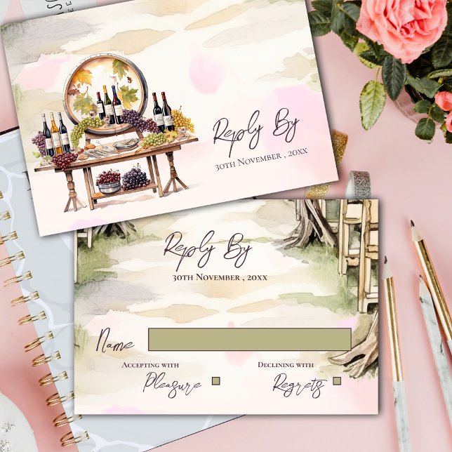 Chic Grapevine Inspiriert Weinkeller Rustikale Hoc RSVP Karte (Chic Grapevine-Inspired Winery Rustic Wedding RSVP Card)