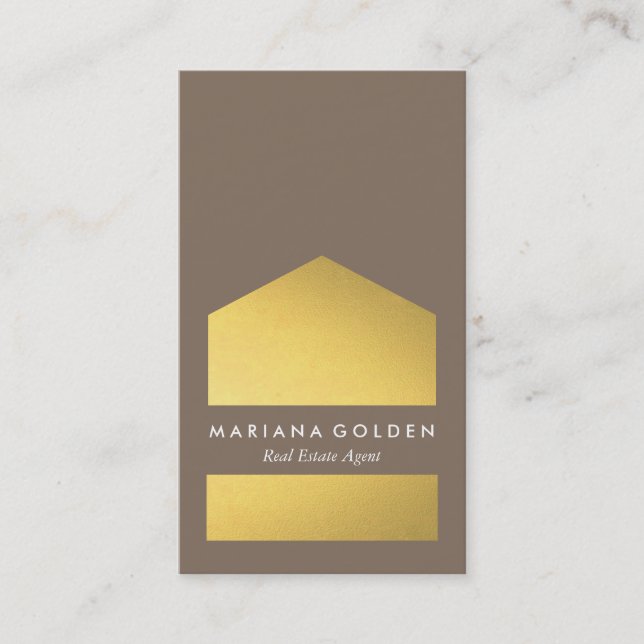 Chic Graphic Gold Real Anwesen Agent Business Card Visitenkarte (Vorderseite)