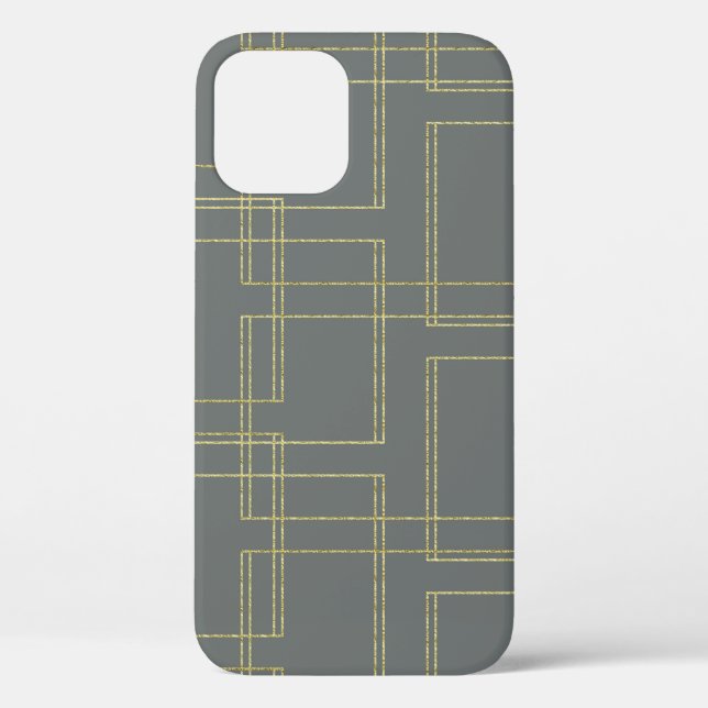 Chic Grau & Gold Geometrischer Glam Case-Mate iPhone Hülle (Rückseite)