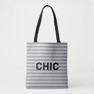 Chic Grau Silber Gestreift
