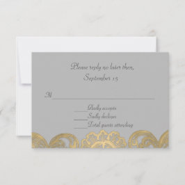 Chic Gray and Gold Wedding RSVP Card