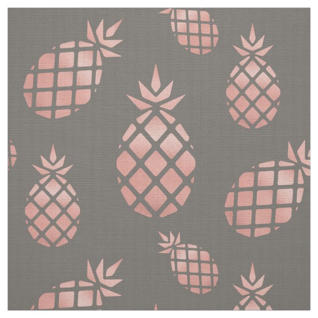 Chic Gray and Rose Gold Ananas Upholsterie Stoff (Muster)