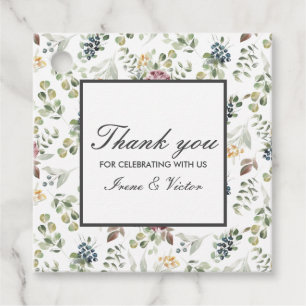 Chic Gray Anemone Blume danke Ihnen Hochzeit Geschenkanhänger