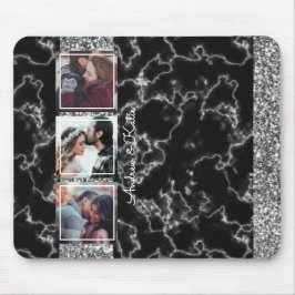 Chic Gray & Black Marble 3 Foto Collage anpassen Mousepad