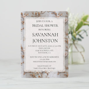 Chic Gray Blush Pink Roses Brautparty Einladung