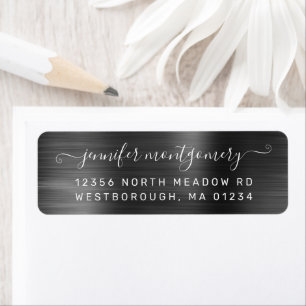 Chic Gray Brushed Metal Rücksendeadresse
