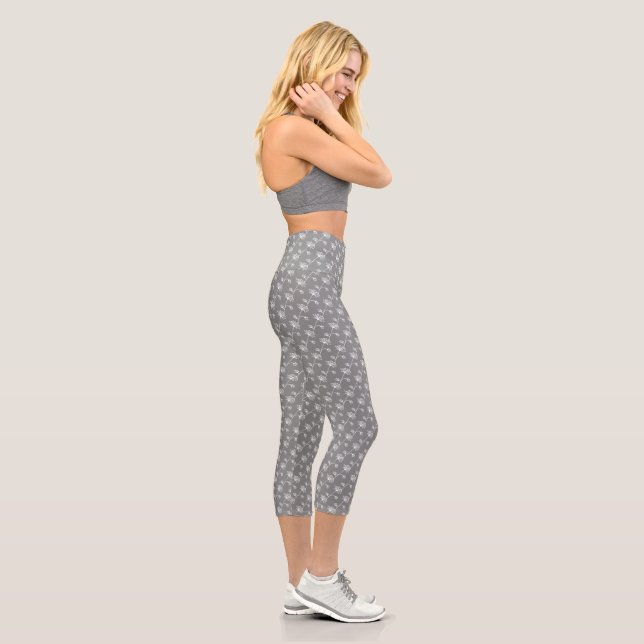 Chic Gray Floral Capri Leggings (Rechts)