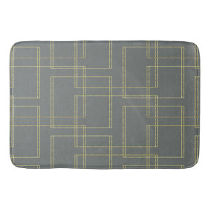 Chic Gray & Gold Geometric Glam Badematte