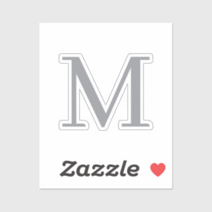 Chic Gray Initial Letter Monogram Modern Aufkleber