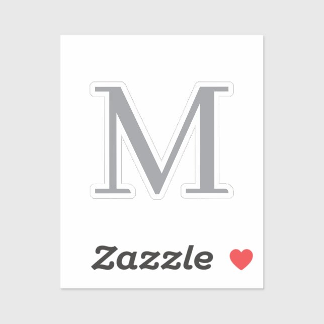 Chic Gray Initial Letter Monogram Modern Aufkleber (Blatt)