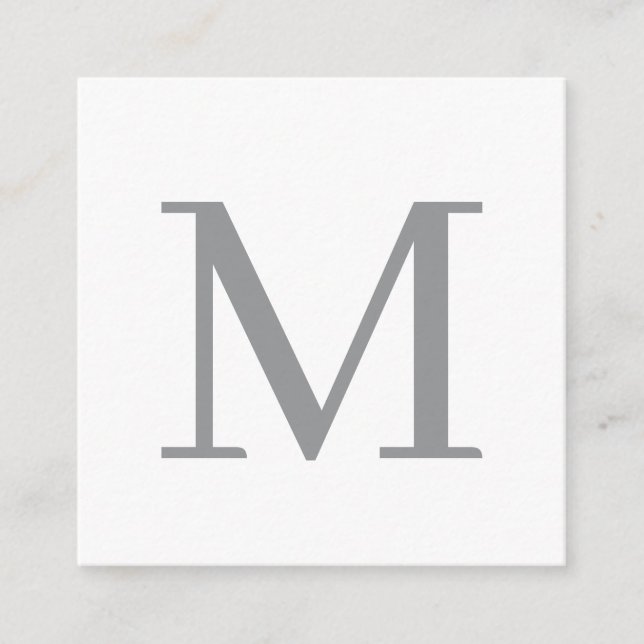 Chic Gray Initial Letter Monogram Modern Begleitkarte (Vorderseite)