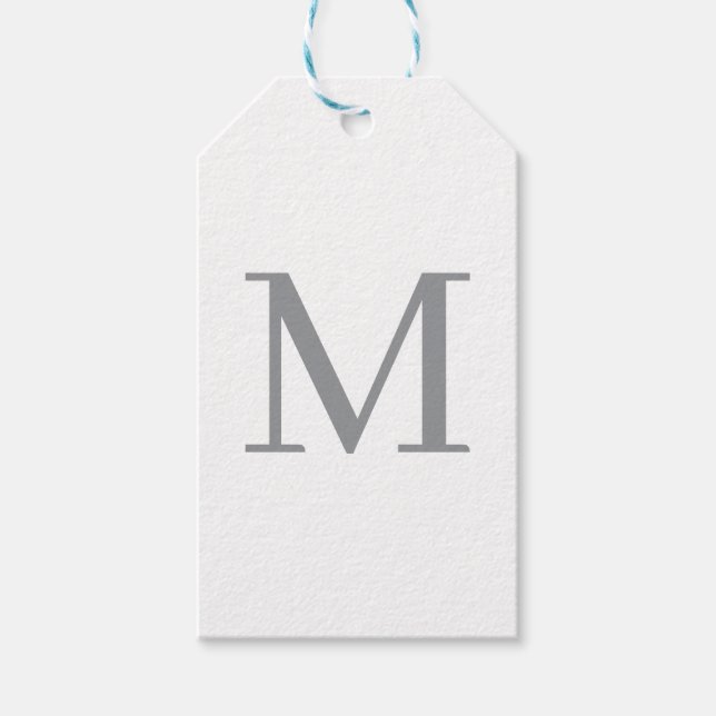 Chic Gray Initial Letter Monogram Modern Geschenkanhänger (Vorderseite)