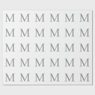 Chic Gray Initial Letter Monogram Modern Geschenkpapier