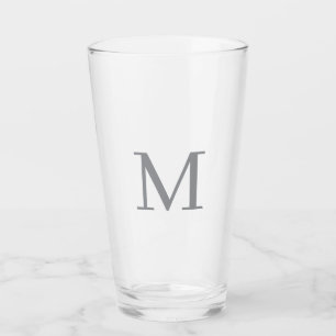 Chic Gray Initial Letter Monogram Modern Glas