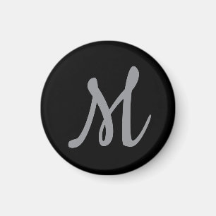 Chic Gray Initial Letter Monogram Modern Magnet