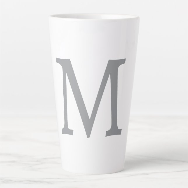 Chic Gray Initial Letter Monogram Modern Milchtasse (Vorderseite)