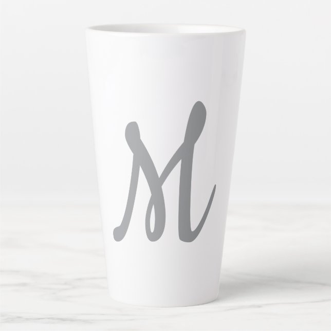 Chic Gray Initial Letter Monogram Modern Milchtasse (Vorderseite)