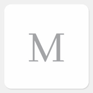 Chic Gray Initial Letter Monogram Modern Quadratischer Aufkleber