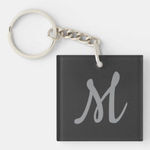 Chic Gray Initial Letter Monogram Modern Schlüsselanhänger