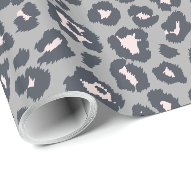 Chic Gray Leopard Druckmuster Geschenkpapier (Rolleneckpunkt)