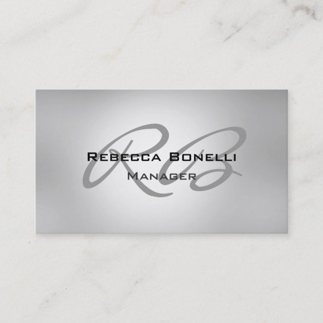 Chic Gray Monogram Manager Business Card Visitenkarte (Vorderseite)