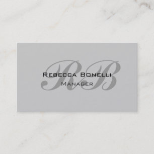 Chic Gray Monogram Script Manager Business Card Visitenkarte