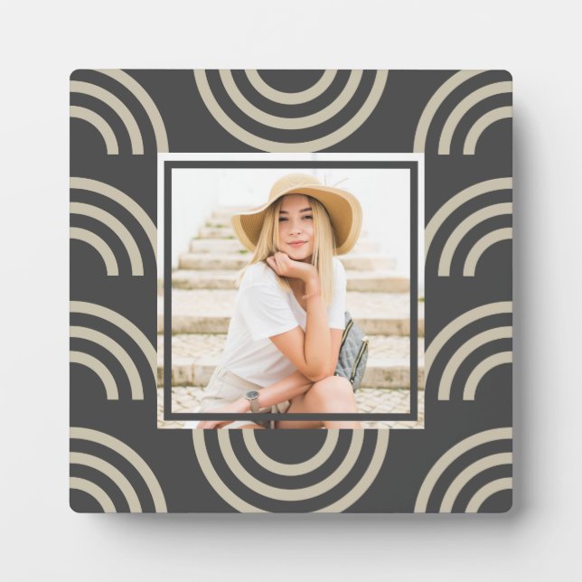 Chic Gray Rainbow Foto Fotoplatte (Vorderseite)