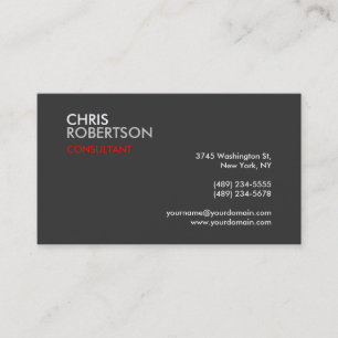 Chic Gray Red Attractive Business Card Visitenkarte