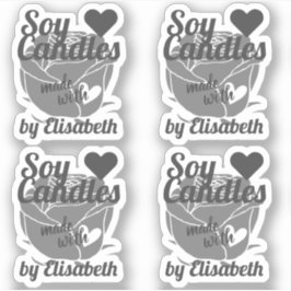 Chic Gray Rose Graphic Made with Heart Soy Candles Aufkleber