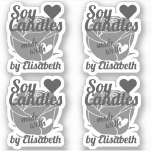 Chic Gray Rose Graphic Made with Heart Soy Candles Aufkleber