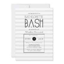 Chic Gray Stripes Bachelorette Bash Einladung