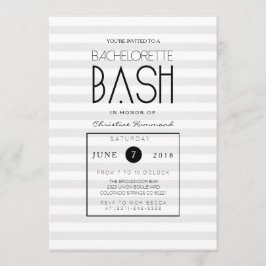 Chic Gray Stripes Bachelorette Bash Einladung