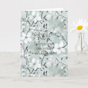Chic Gray White Blue Floral Wedding Karte