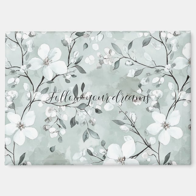 Chic Gray White Blume Magnet (Vorderseite)