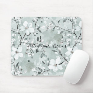 Chic Gray White Blume Mousepad