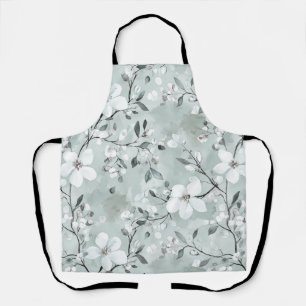 Chic Gray White Blume Schürze