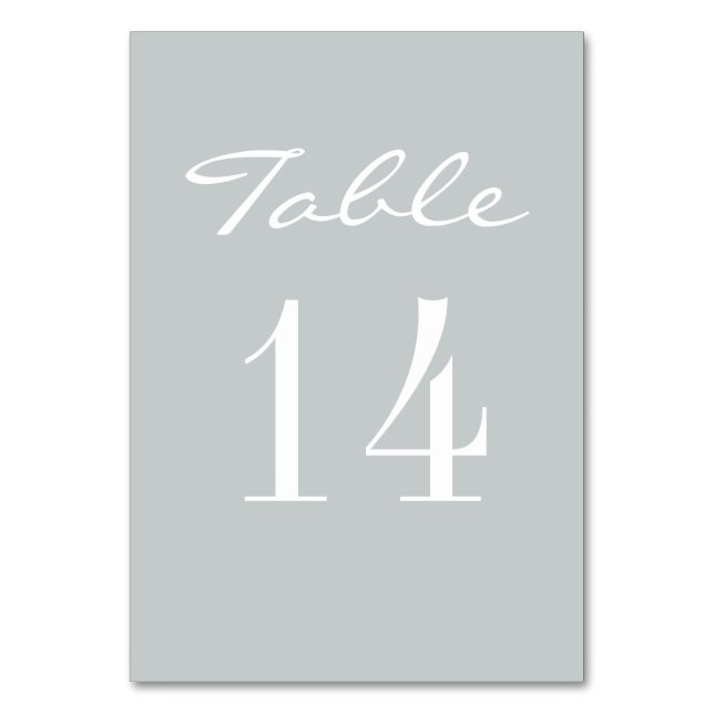 Chic Gray White Elegante Wedding Tischnummer (Rückseite)