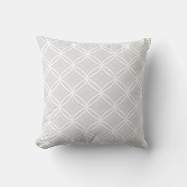Chic Gray & White Lattice Geometrisches Muster Kissen (Vorderseite)