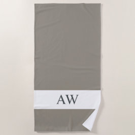 Chic Gray White Mit Monogramm Strandtuch
