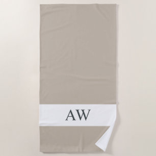 Chic Gray White Mit Monogramm Strandtuch