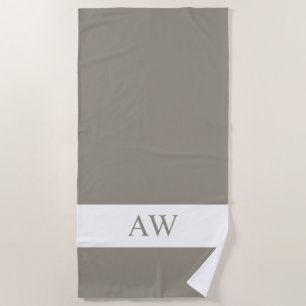 Chic Gray White Mit Monogramm Strandtuch