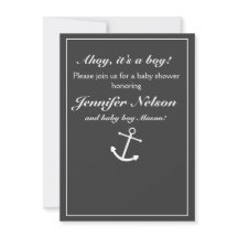 Chic Gray White Nautical Shower Einladung
