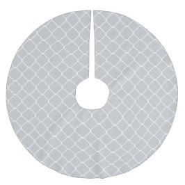 Chic Gray White Quatrefoil Polyester Weihnachtsbaumdecke