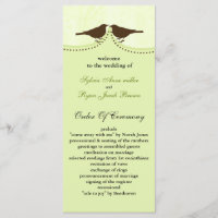 Chic green bird cage, love birds Hochzeitsprogramm
