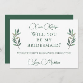 Chic Green Botanical wirst du meine Bridesmaid sei Einladung