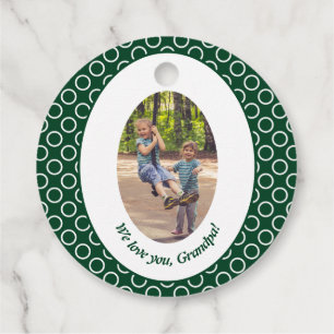 Chic Green Custom Foto Polka Dot Gefallen Tags Geschenkanhänger
